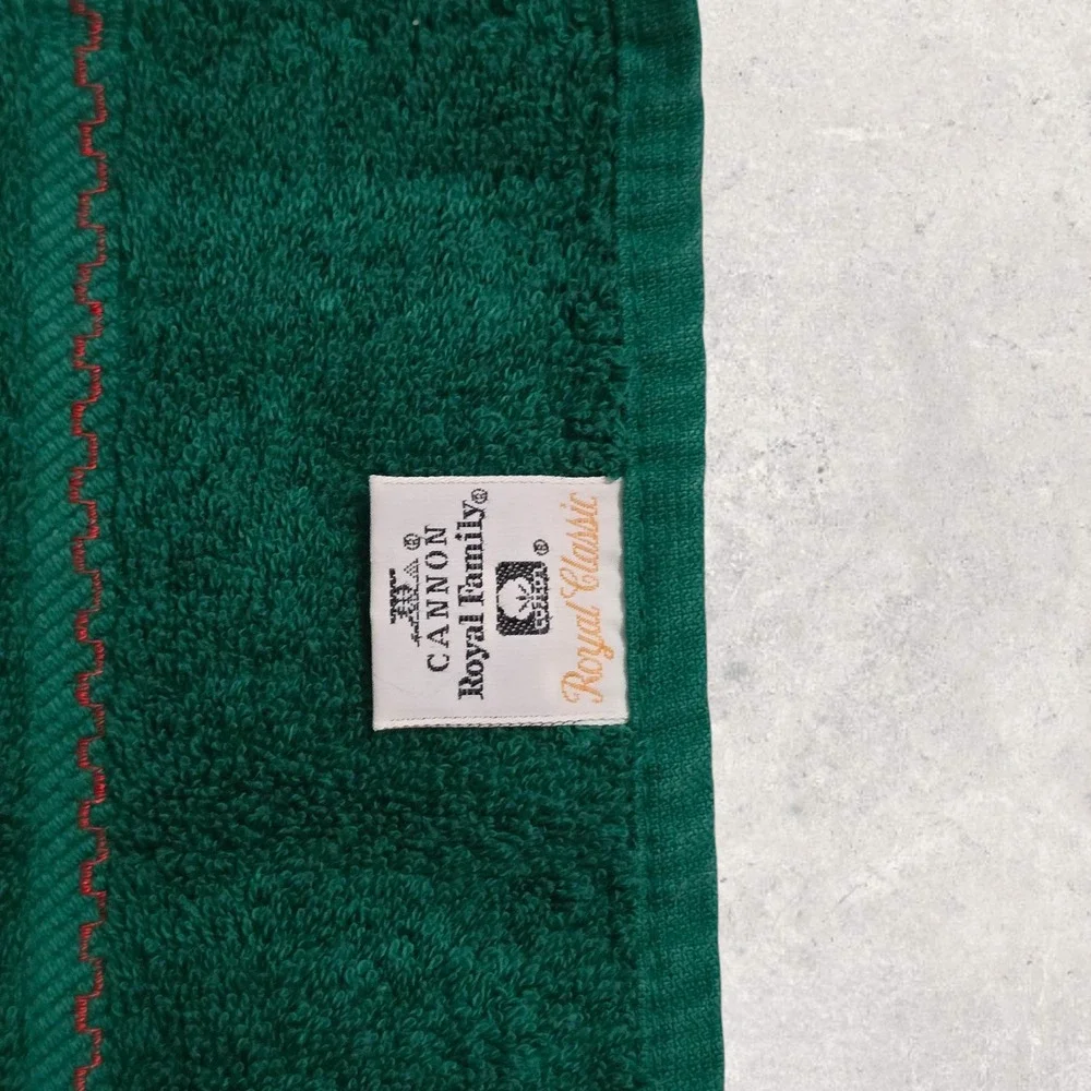 Vintage Cannon Royal Family Christmas Hand‎ Towels Set of 2 Green Hand Appliquéd